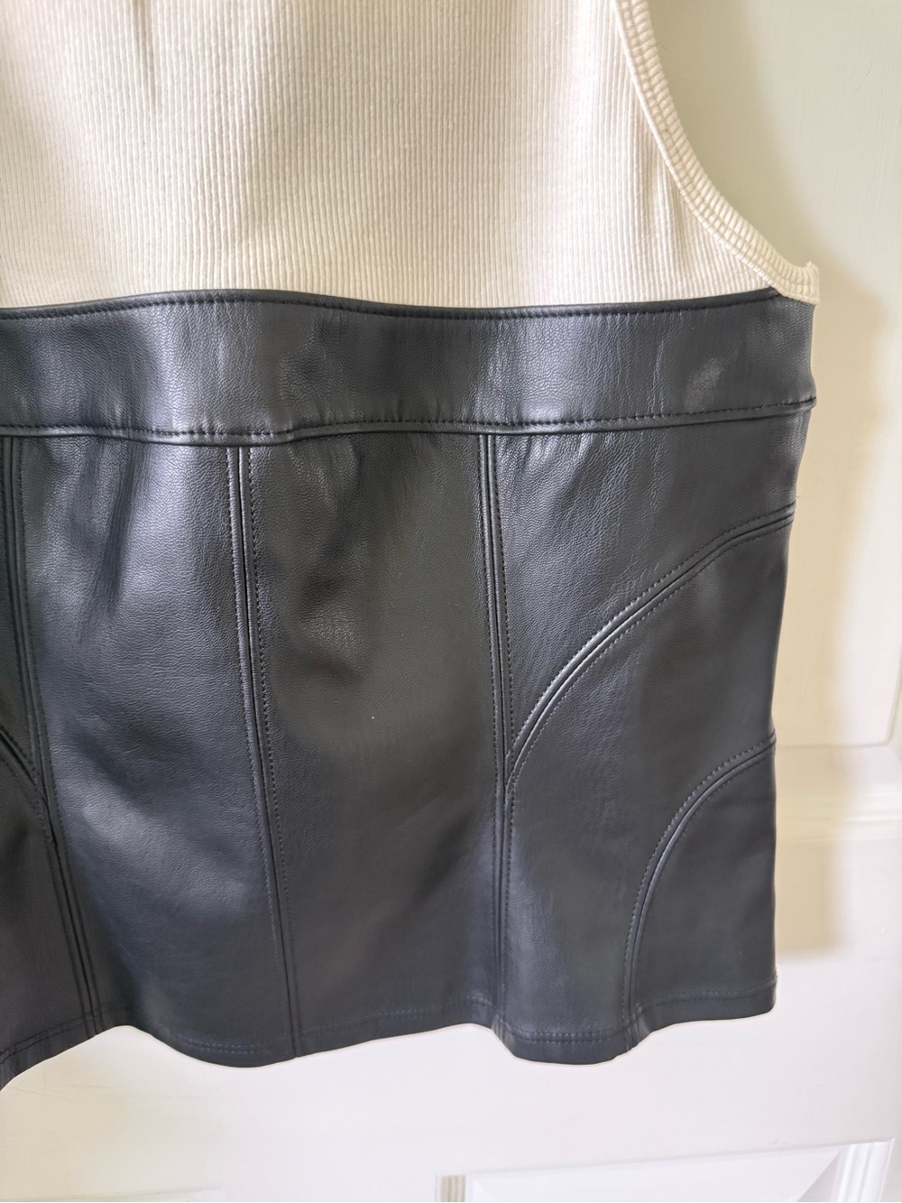 Pilcro Two-Tone Faux Leather Camisole in Black and White - Picture 11 of 11